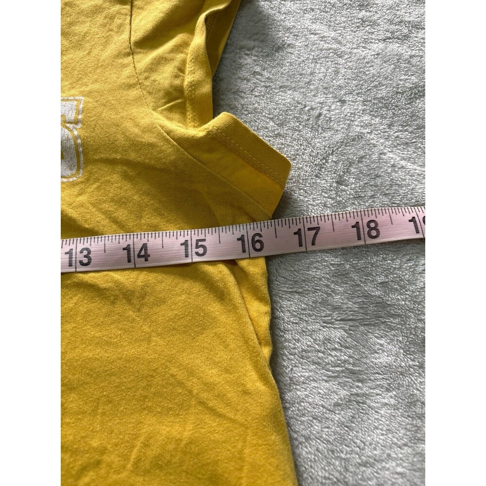 Women's girls crop top tshirt mustard yellow white athletic jersey team sports - Picture 2 of 4